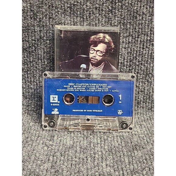 Vintage Eric Clapton Unplugged CASSETTE Tape 1992 Reprise Tears In Heaven - Picture 3 of 5